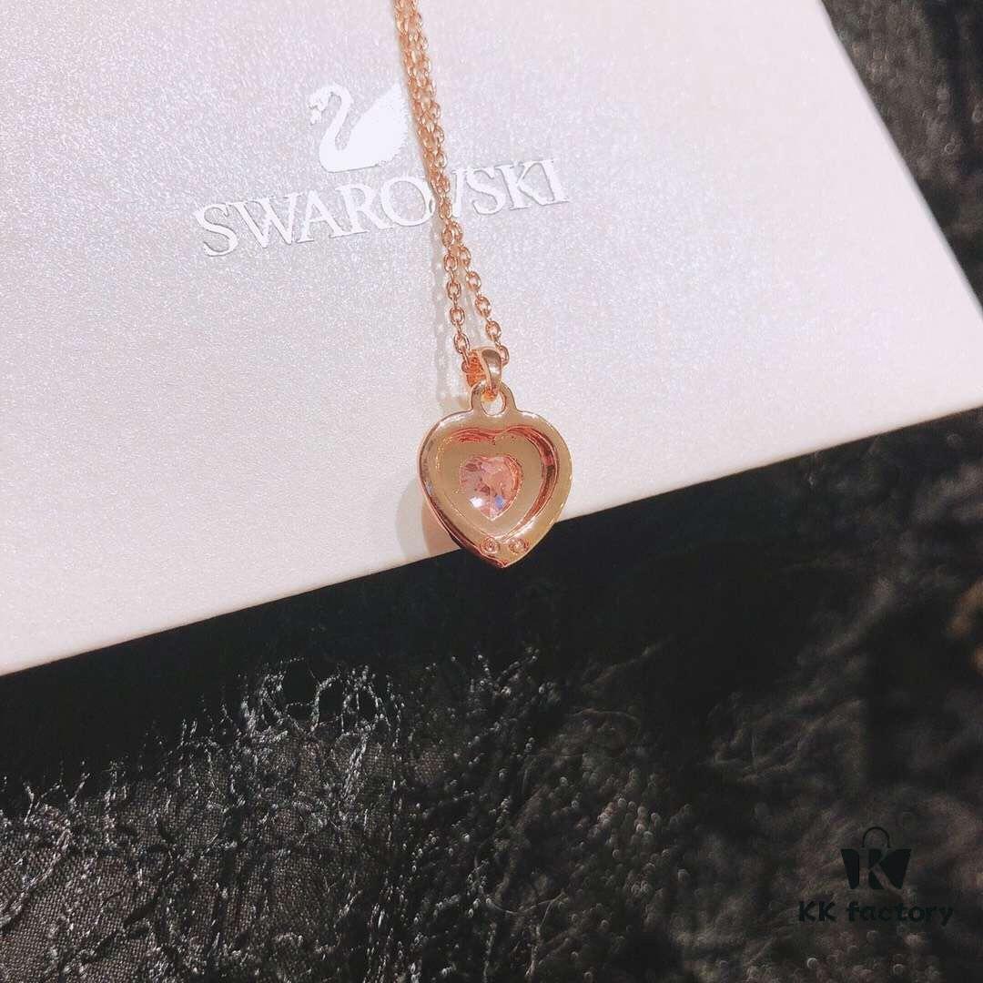 692fe6e399f2d84055c8c50d Valentine's Day 🎁 New Arrival Swarovski ONE Playful Heart 'Romantic Love' Elegant Necklace, Imported Sparkling Rhinestones Surrounding Pink Heart 💖, Original Gold-Tone Plated Material, Authentic Logo, Genuine Clasp – A Romantic Pink Heart 💖 Expresses Your Love..0855080