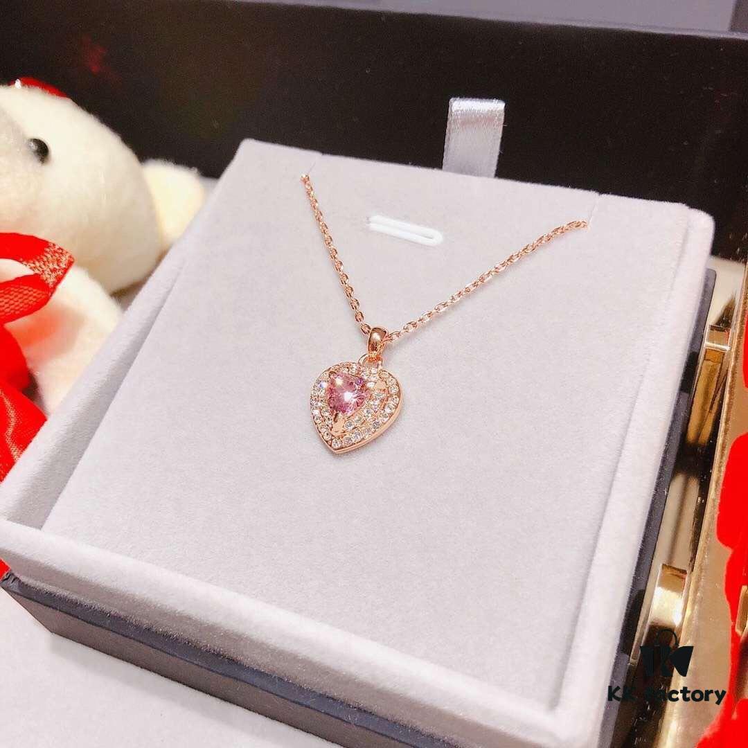 692fe6e599f2d84055c8c50f Valentine's Day 🎁 New Arrival Swarovski ONE Playful Heart 'Romantic Love' Elegant Necklace, Imported Sparkling Rhinestones Surrounding Pink Heart 💖, Original Gold-Tone Plated Material, Authentic Logo, Genuine Clasp – A Romantic Pink Heart 💖 Expresses Your Love..0855080