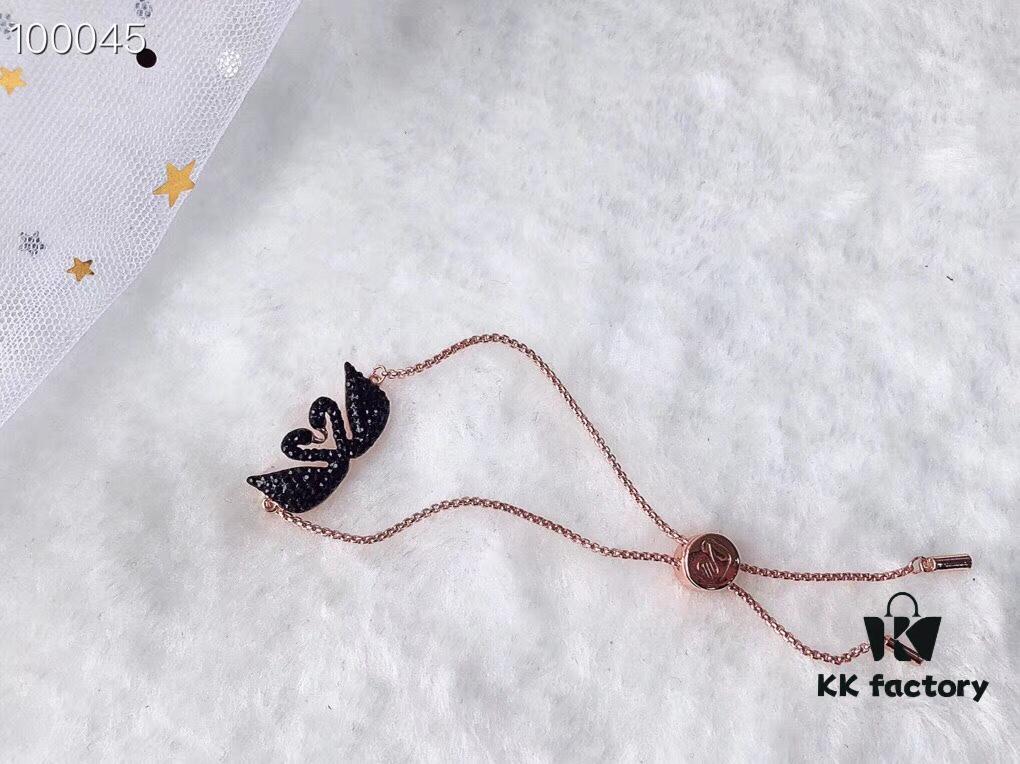 692fe6ec99f2d84055c8c520 Swarovski Double Swan Bracelet - 2018 Latest Design, Triple Micro-Plated 18K Gold Alloy with Authentic Swarovski Crystals, Adjustable Sliding Chain