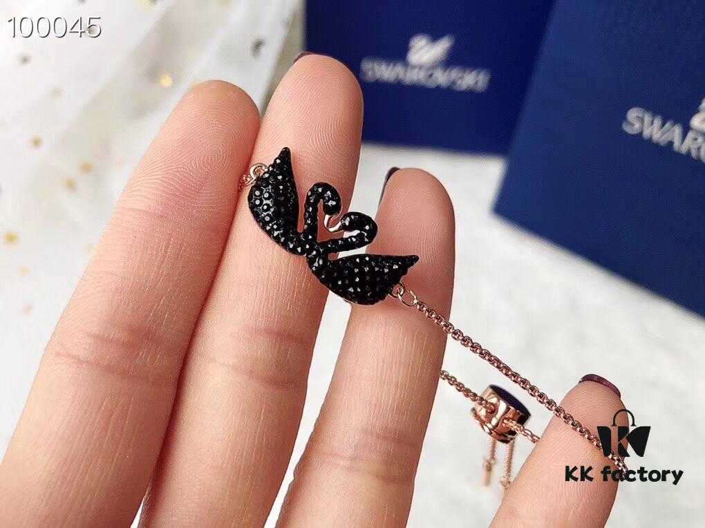 692fe6ed99f2d84055c8c523 Swarovski Double Swan Bracelet - 2018 Latest Design, Triple Micro-Plated 18K Gold Alloy with Authentic Swarovski Crystals, Adjustable Sliding Chain