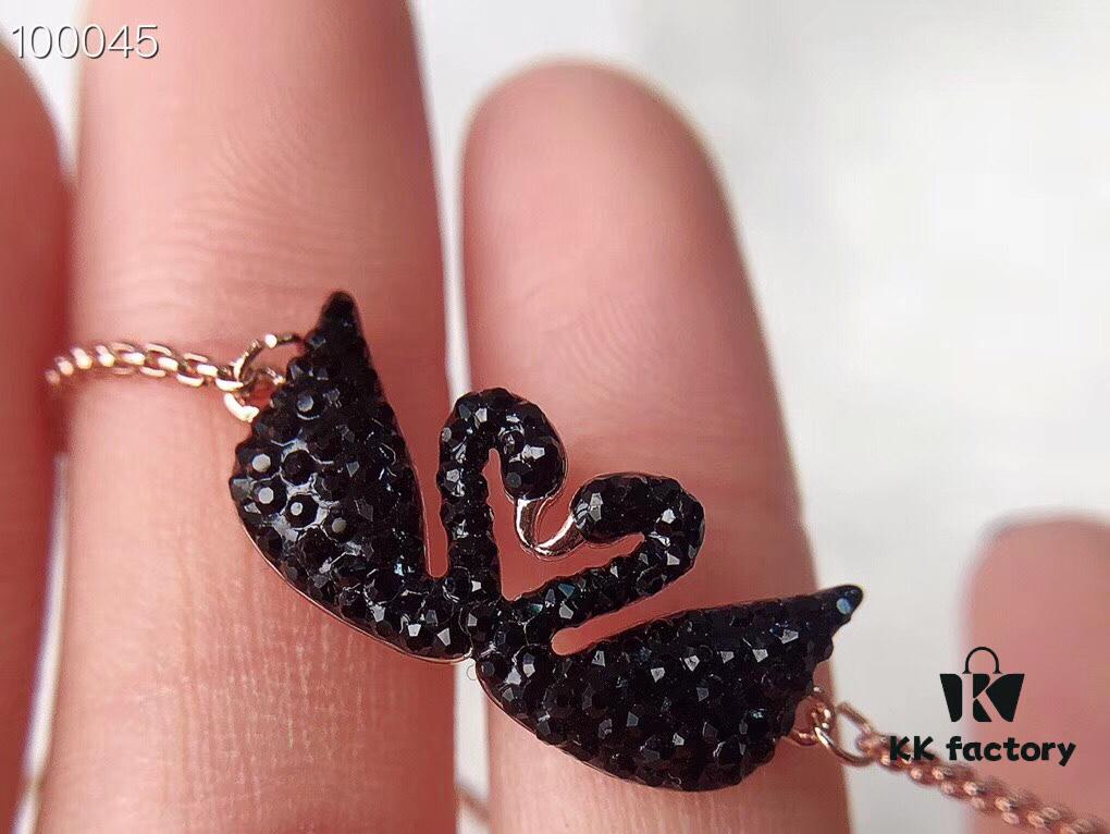 692fe6f099f2d84055c8c529 Swarovski Double Swan Bracelet - 2018 Latest Design, Triple Micro-Plated 18K Gold Alloy with Authentic Swarovski Crystals, Adjustable Sliding Chain