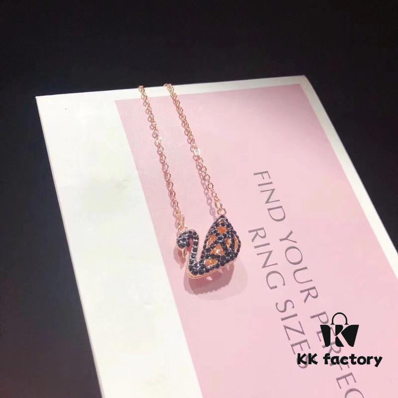 692fe6f699f2d84055c8c53b Swarovski Double-Sided Hollow Swan Necklace, Austrian Crystal Inlaid, One-to-One Crafted with Original ZP Material, Dual-Tone Design, Wearable on Both Sides