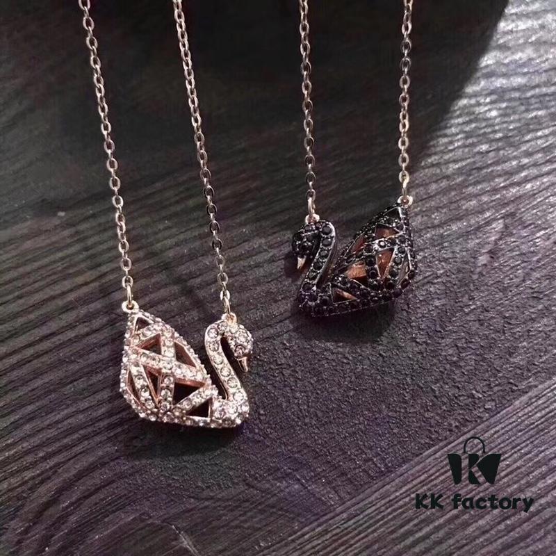 692fe6f799f2d84055c8c53e Swarovski Double-Sided Hollow Swan Necklace, Austrian Crystal Inlaid, One-to-One Crafted with Original ZP Material, Dual-Tone Design, Wearable on Both Sides