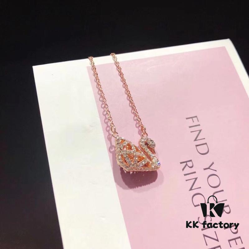 692fe6f899f2d84055c8c53f Swarovski Double-Sided Hollow Swan Necklace, Austrian Crystal Inlaid, One-to-One Crafted with Original ZP Material, Dual-Tone Design, Wearable on Both Sides