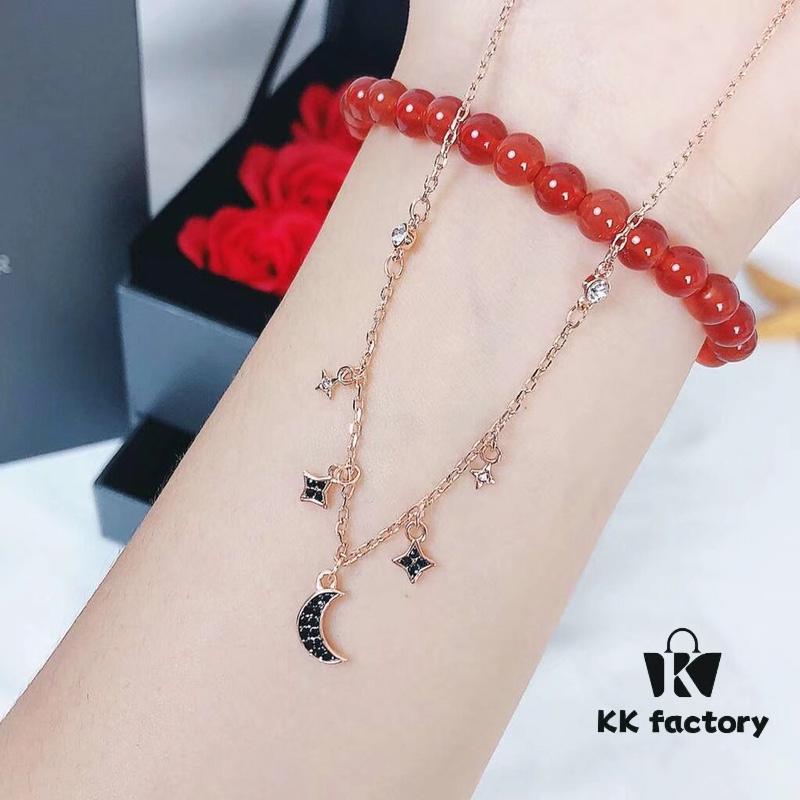 692fe6fd99f2d84055c8c54b Swarovski Crescent Moon and Star Necklace in Rose Gold Plating
