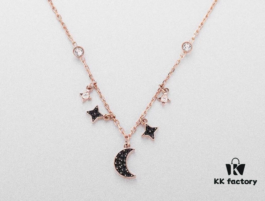 692fe6fd99f2d84055c8c54d Swarovski Crescent Moon and Star Necklace in Rose Gold Plating