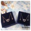 692fe70599f2d84055c8c55e Swarovski Double Heart Necklace with Love Pendant, Fashionable Collar Chain