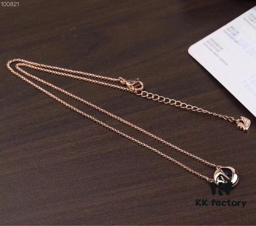 692fe70899f2d84055c8c566 Swarovski Rose Gold-Tone Plated Swan Pendant with Black Crystal Pavé
