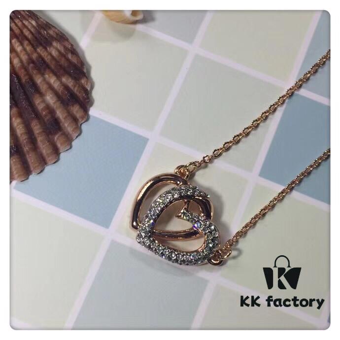 692fe70f99f2d84055c8c573 Swarovski Double Heart Necklace with Love Pendant, Fashionable Collar Chain