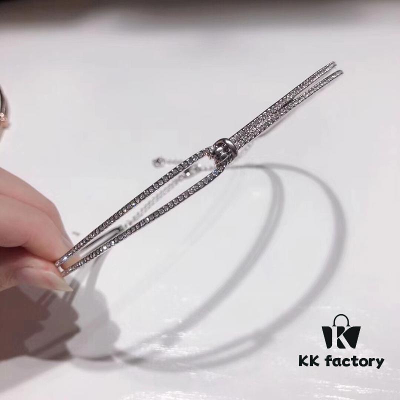 692fe71699f2d84055c8c581 Swarovski Twisted Knot Choker Necklace – New Arrival 'Love Knot' Design with Sparkling Crystals, Imported Gold-Plated Material, Authentic Logo, Two Colors Available