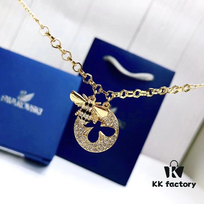 692fe72899f2d84055c8c5a5 Swarovski LISABEL Necklace – Bee Motif, Electroplated Gold Finish, 38 cm
