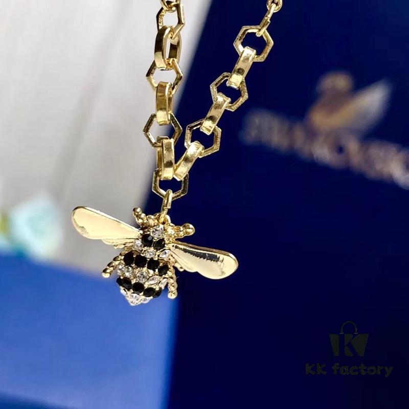 692fe72999f2d84055c8c5ab Swarovski Lisabel Bee Bracelet in Gold-Tone Plating, 17 cm – Sparkling Bee Motif with Honeycomb Clasp