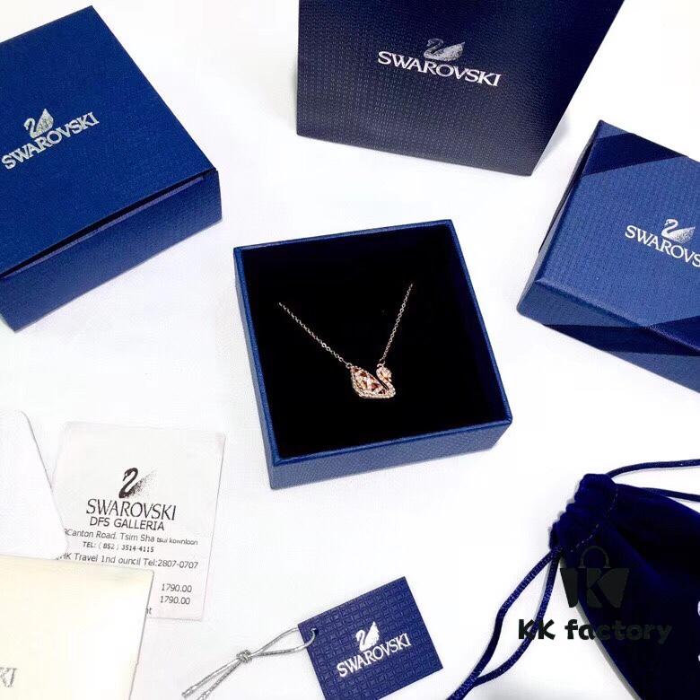Counter Quality! New Swarovski Fashion Hollow Black Swan Necklace for Women