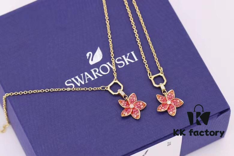 692fe74799f2d84055c8c5e6 Swarovski Pink Bloom Small Flower Collar Necklace