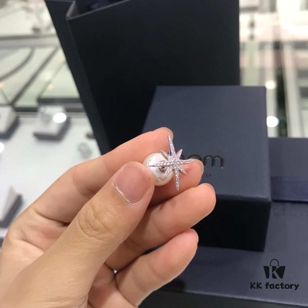 692fe75299f2d84055c8c5fb APM Monaco Pearl Earrings Star Octagon Diamond-Paved Gift Single Piece Korean Style Elegant Fashion Shiny