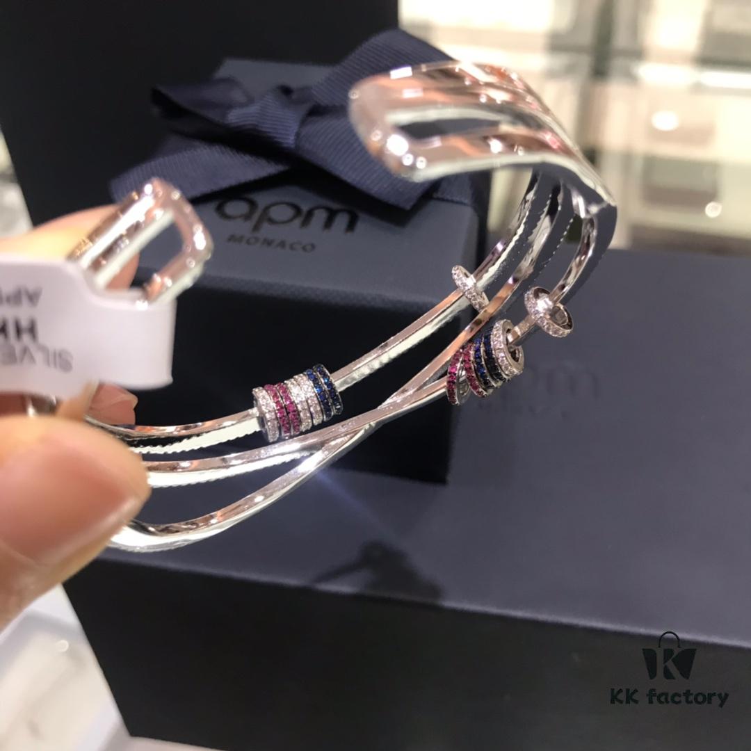 692fe75d99f2d84055c8c60f APM Monaco Colorful Dynamic Small Circle Triple-Open Bangle Bracelet
