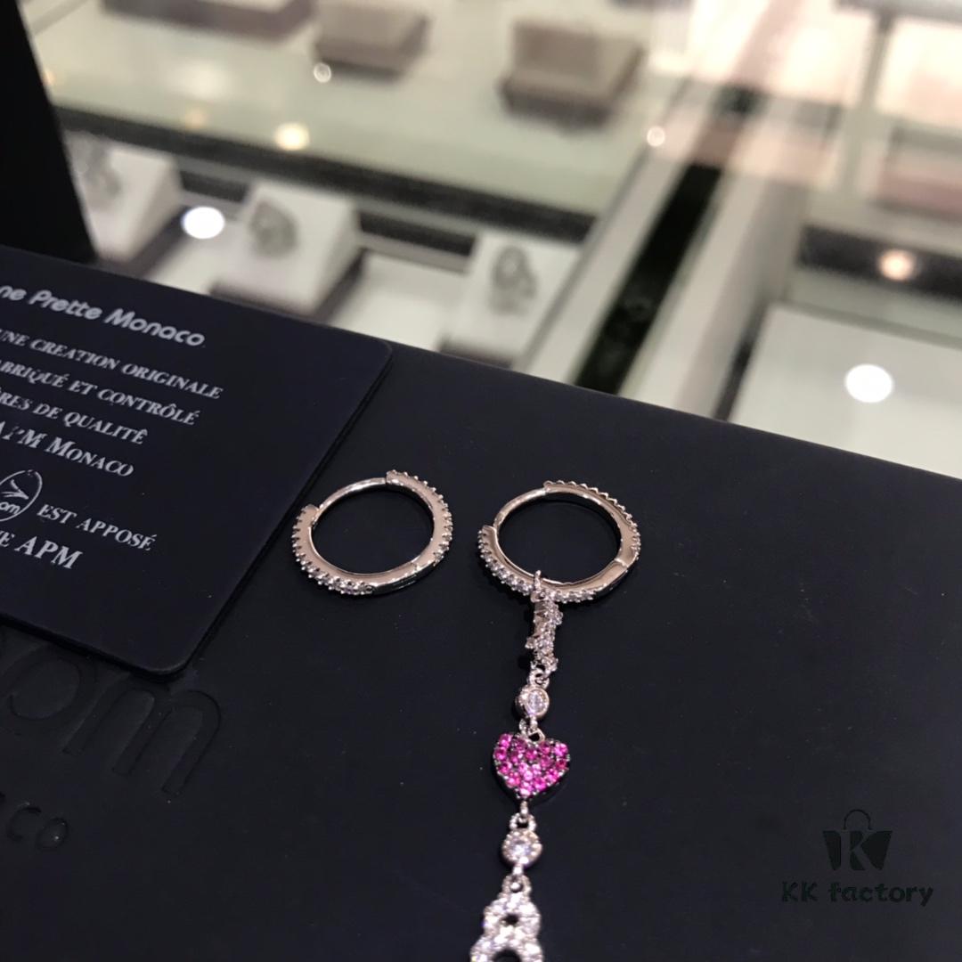 Valentine's Day Recommended Style 🌹 APM Monaco Korean Fashion Asymmetrical Heart Alphabet Doll Earrings Long Tassel Playful Unique Stylish Versatile Earrings