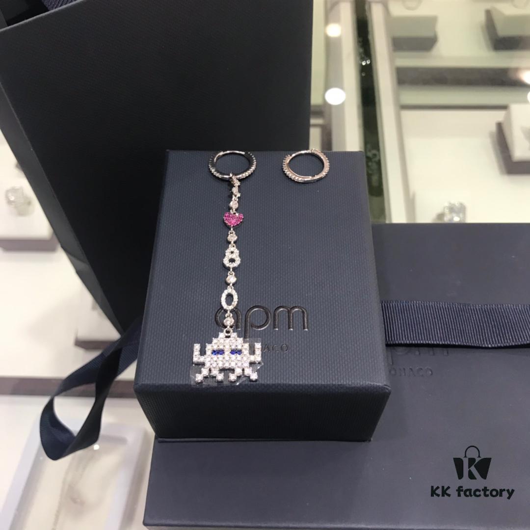 Valentine's Day Recommended Style 🌹 APM Monaco Korean Fashion Asymmetrical Heart Alphabet Doll Earrings Long Tassel Playful Unique Stylish Versatile Earrings