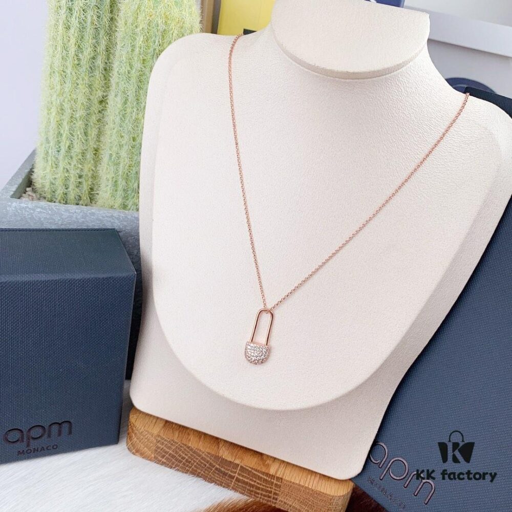 692fe76e99f2d84055c8c627 Valentine's Day Recommended Style🎋 APM Monaco Pink Gold-Tone Silver Crystal-Encrusted Pin Necklace