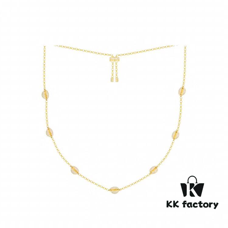 692fe79599f2d84055c8c647 APM Monaco Little Shell Necklace for Women, Colored Gold Plated Collarbone Chain, Summer New Arrival Pendant Jewelry, Retro Neck Chain, Silver Accessories, Counter Version