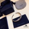 APM Monaco Style Full Diamond Round Open Bangle Bracelet, Double Layer Piercing Cuff, Elegant and Charming