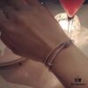 APM Monaco Style Full Diamond Round Open Bangle Bracelet, Double Layer Piercing Cuff, Elegant and Charming
