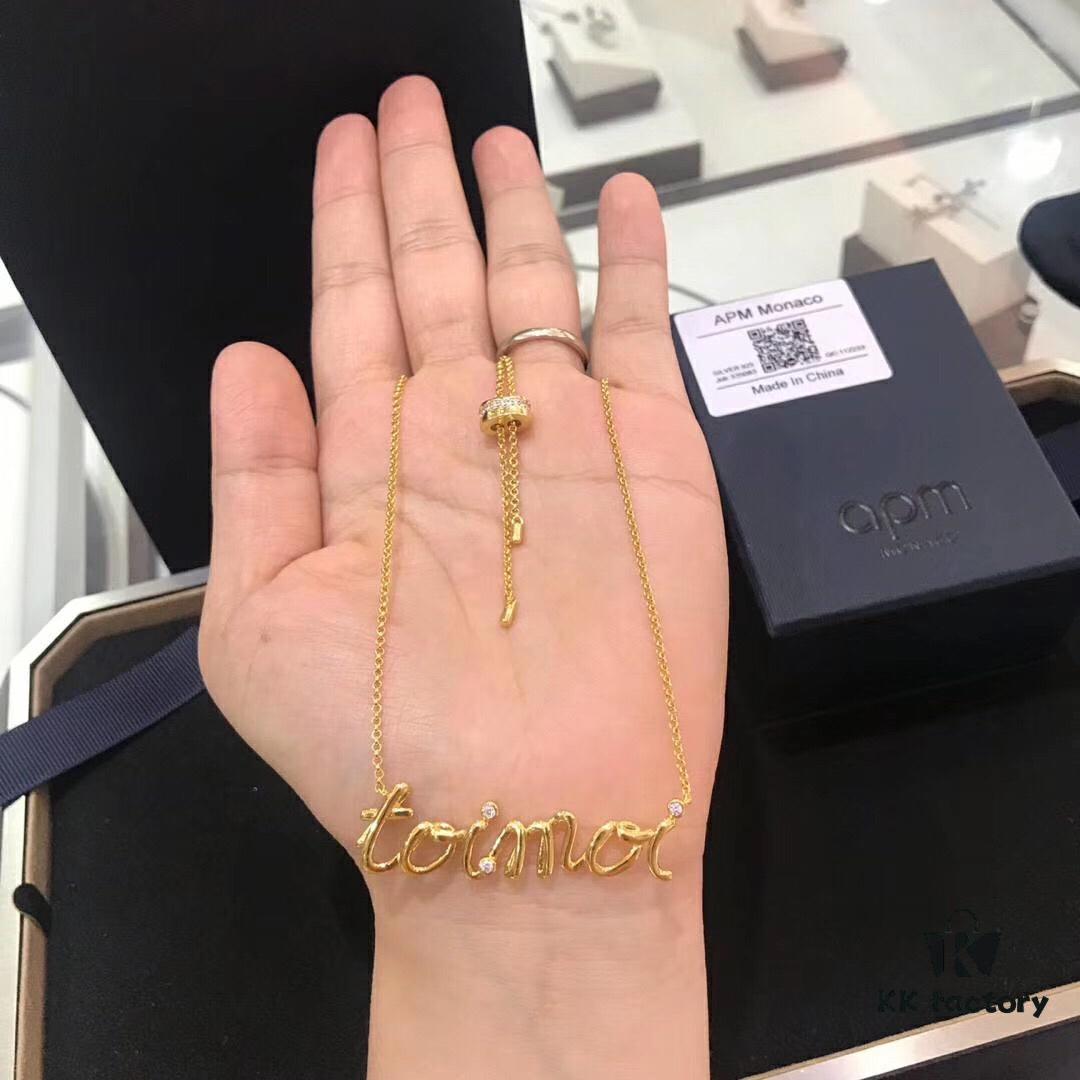 692fe7c099f2d84055c8c68b APM Monaco Letter Necklace for Women, Colored Gold Collarbone Chain, Elegant Jewelry, Retro Pendant Necklaces