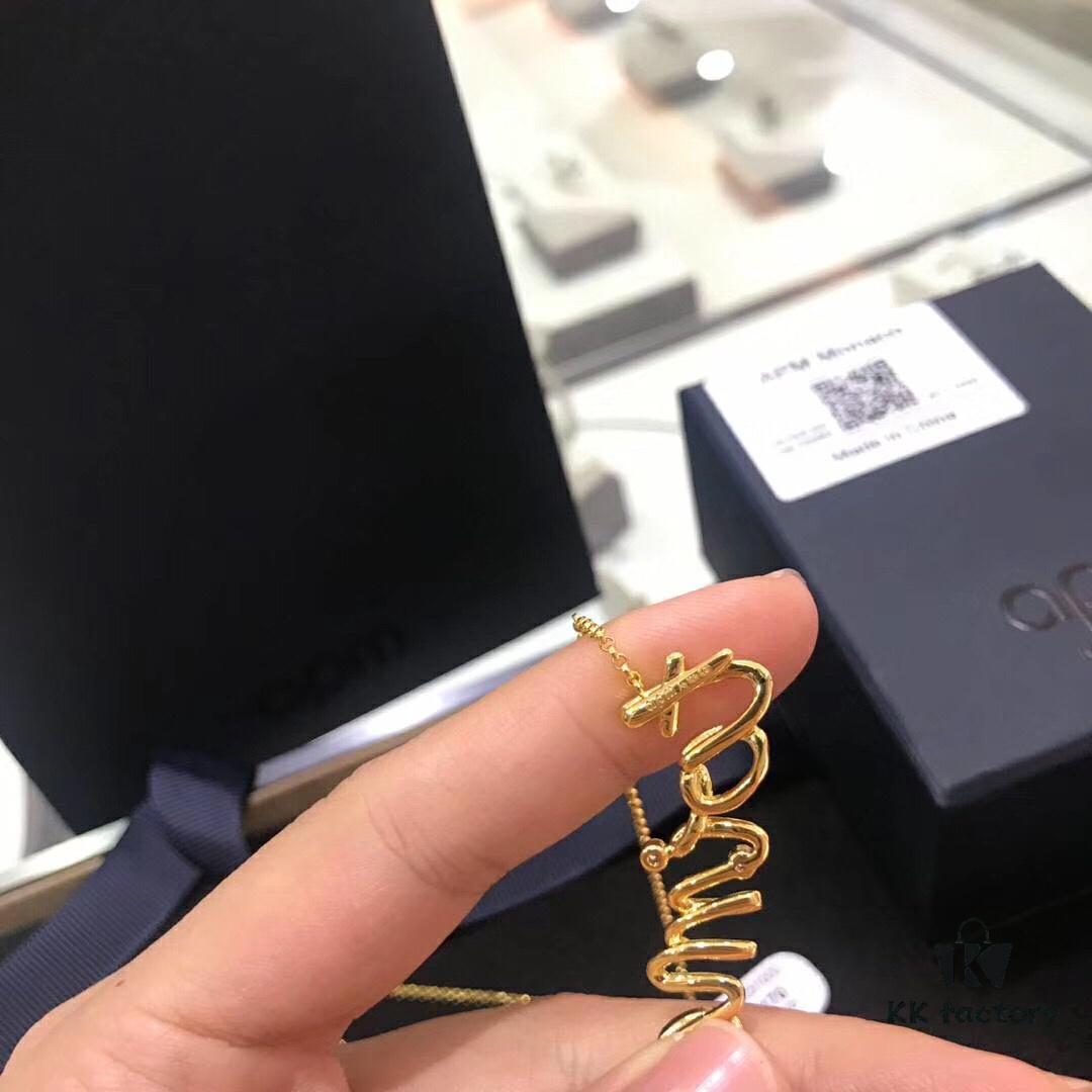 692fe7c099f2d84055c8c68c APM Monaco Letter Necklace for Women, Colored Gold Collarbone Chain, Elegant Jewelry, Retro Pendant Necklaces