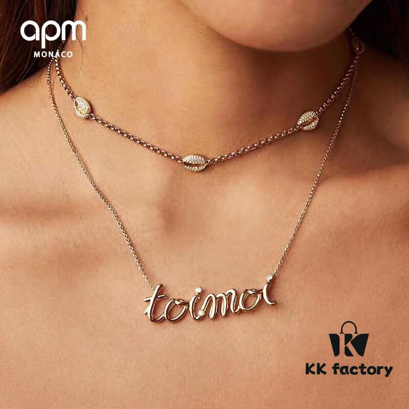 692fe7c199f2d84055c8c68d APM Monaco Letter Necklace for Women, Colored Gold Collarbone Chain, Elegant Jewelry, Retro Pendant Necklaces