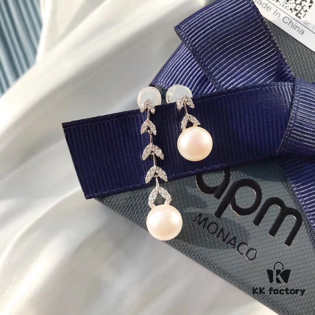 692fe7c899f2d84055c8c698 APM Monaco Asymmetrical Petal with Freshwater Pearl Earrings, Designer Silver Drop Earrings for Women