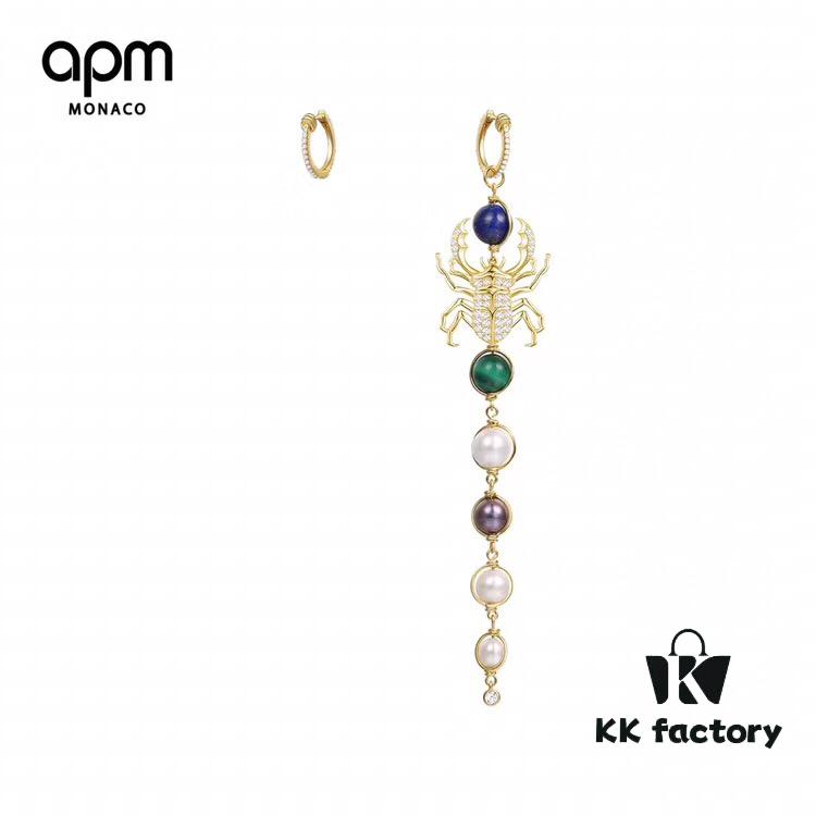 692fe7ca99f2d84055c8c69b APM Asymmetrical Scarab Drop Earrings
