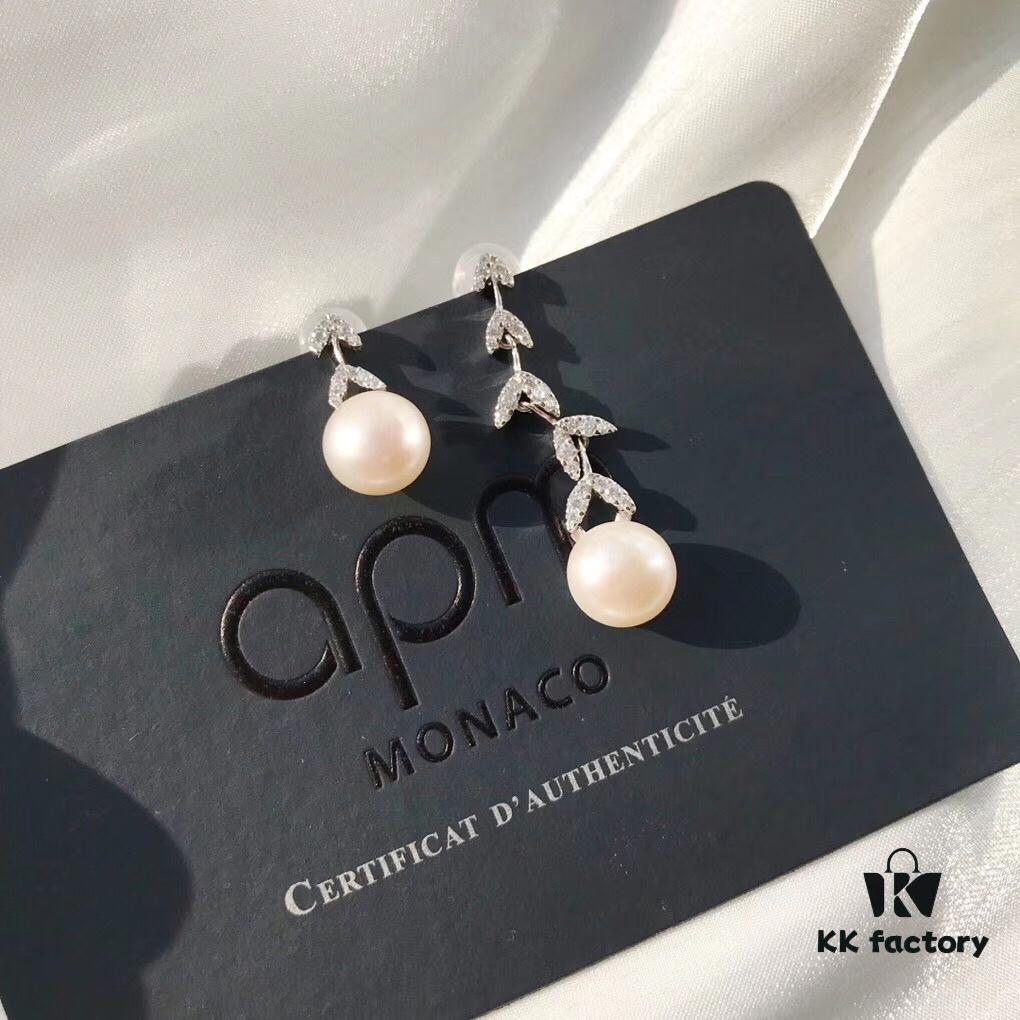 692fe7cb99f2d84055c8c69e APM Monaco Asymmetrical Petal with Freshwater Pearl Earrings, Designer Silver Drop Earrings for Women