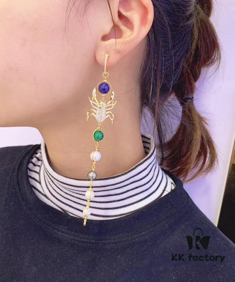 692fe7cc99f2d84055c8c69f APM Asymmetrical Scarab Drop Earrings