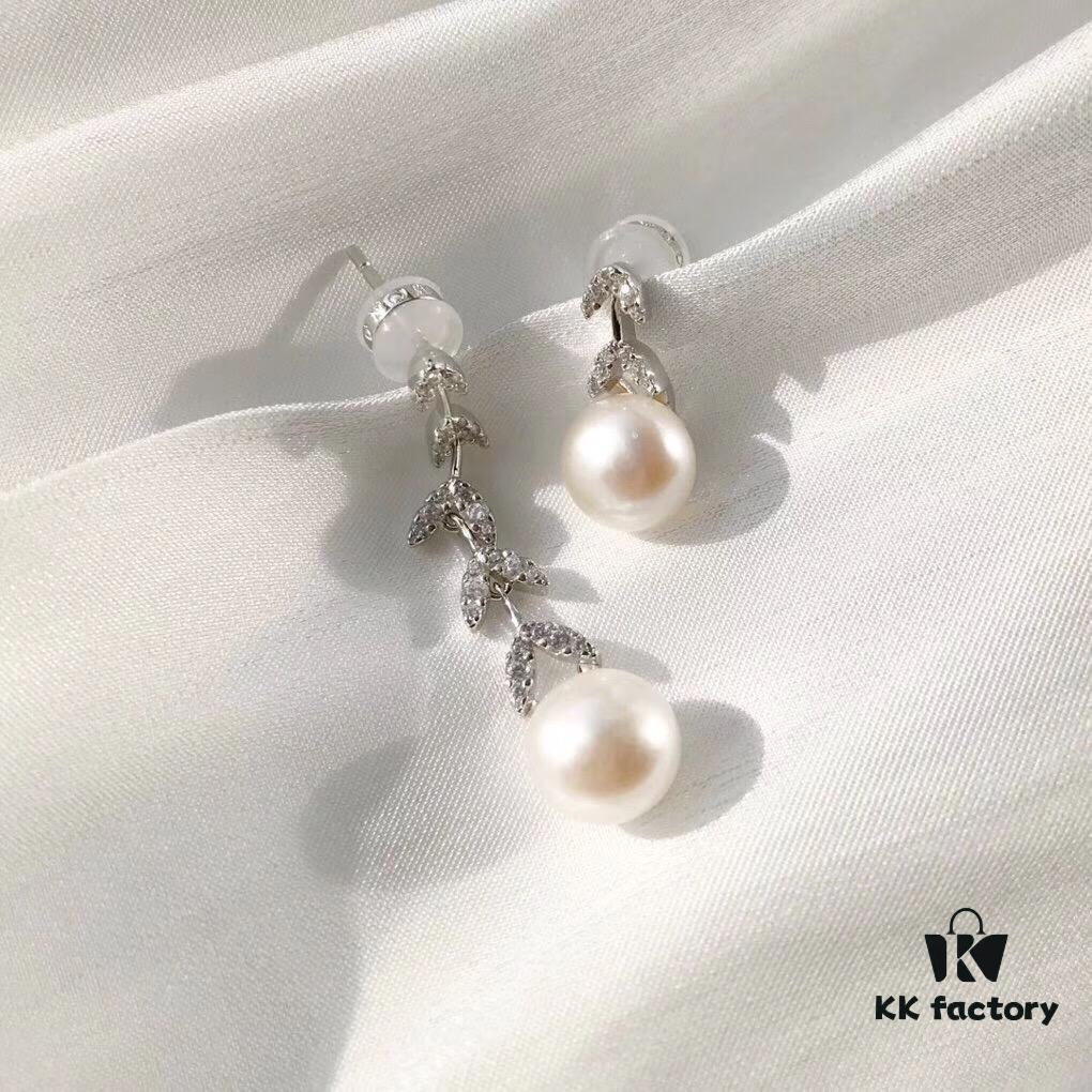692fe7cc99f2d84055c8c6a0 APM Monaco Asymmetrical Petal with Freshwater Pearl Earrings, Designer Silver Drop Earrings for Women
