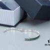 692fe7e599f2d84055c8c6c7 APM Monaco JANVIER Collection Silver Plated Mint Green Crystal Crocodile Cute Open Bangle Bracelet for Women