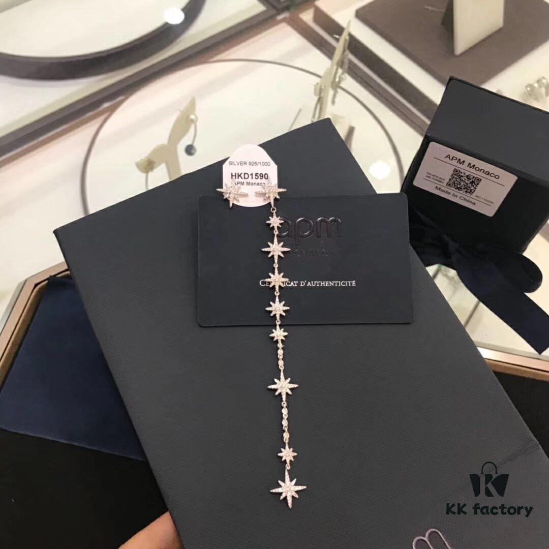 692fe7ee99f2d84055c8c6d6 APM Monaco New Summer Collection Earrings for Women, Stylish Asymmetric Long Dangle Earrings with Star and Moon Design