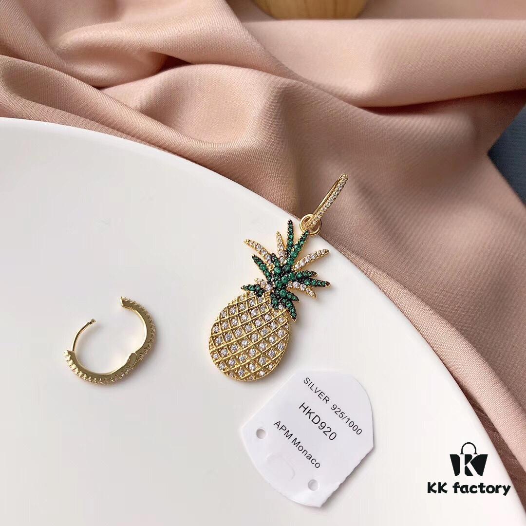 692fe7ef99f2d84055c8c6d7 GLNaza Same Style‼️ APM Monaco Pineapple Earrings Golden Asymmetric Long Earrings for Women, Ins-Style Pineapple Pendant Earrings, Elegant Fashion Silver Jewelry, 925 Sterling Silver with Micro-Paved Crystals Gold Plated, Latest Counter New Arrival, Returnable if Not Satisfied, Complete Packaging
