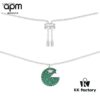 692fe80e99f2d84055c8c6f8 APM Monaco Silver Plated Mint Green Crystal 'PAC' Necklace for Women, Choker Style, Fashionable with Retro Charm