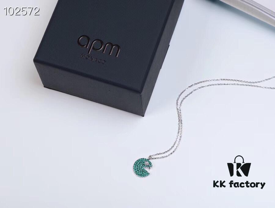 692fe81199f2d84055c8c6f9 APM Monaco Silver Plated Mint Green Crystal 'PAC' Necklace for Women, Choker Style, Fashionable with Retro Charm