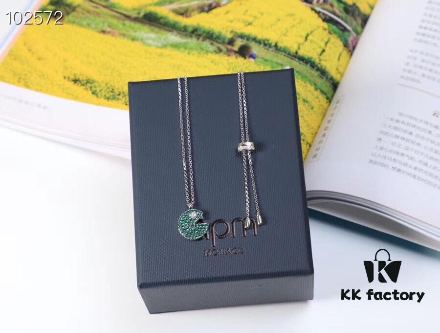 692fe81599f2d84055c8c6fe APM Monaco Silver Plated Mint Green Crystal 'PAC' Necklace for Women, Choker Style, Fashionable with Retro Charm