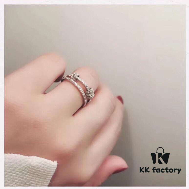 692fe81799f2d84055c8c703 APM Monaco Double Layer Interlocking Ring in S925 Sterling Silver, Dyed Heat and Liu Shishi's Style, US Size 6-7-8