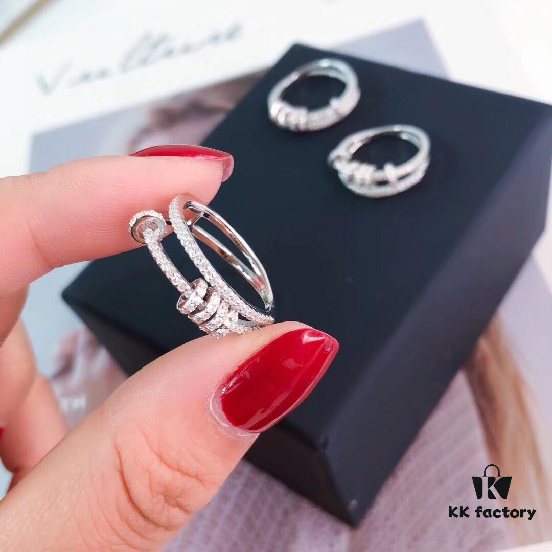 692fe81899f2d84055c8c705 APM Monaco Double Layer Interlocking Ring in S925 Sterling Silver, Dyed Heat and Liu Shishi's Style, US Size 6-7-8