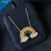 APM Monaco Silver Asymmetrical Rainbow Earrings with Colorful Crystal Zirconia, 925 Sterling Silver