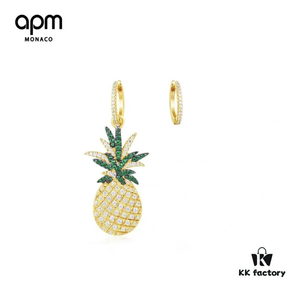 692fe81b99f2d84055c8c70a APM Monaco Pineapple Fruit Earrings with Yellow Crystal and Gold-Plated Silver, Made of 925 Sterling Silver! Brilliant Hand-Set Zirconias Shine Brightly in the Sun ✨