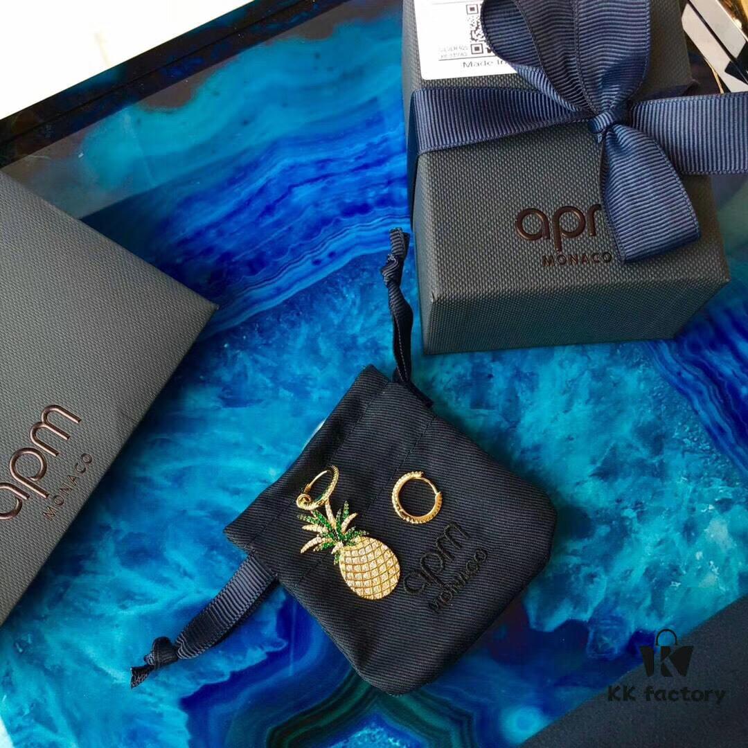 692fe81f99f2d84055c8c710 APM Monaco Pineapple Fruit Earrings with Yellow Crystal and Gold-Plated Silver, Made of 925 Sterling Silver! Brilliant Hand-Set Zirconias Shine Brightly in the Sun ✨