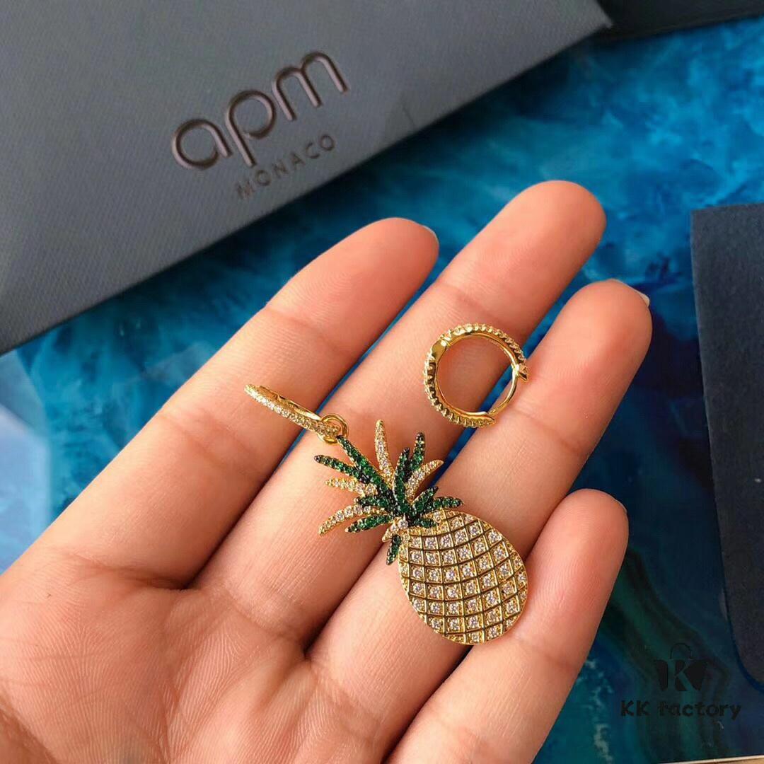 692fe81f99f2d84055c8c711 APM Monaco Pineapple Fruit Earrings with Yellow Crystal and Gold-Plated Silver, Made of 925 Sterling Silver! Brilliant Hand-Set Zirconias Shine Brightly in the Sun ✨