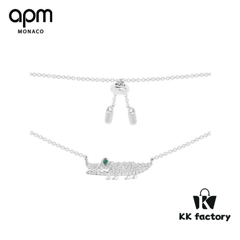 692fe82699f2d84055c8c720 APM Monaco Silver Crystal-Encrusted Crocodile Necklace for Women, Minimalist Autumn-Winter Collarbone Chain