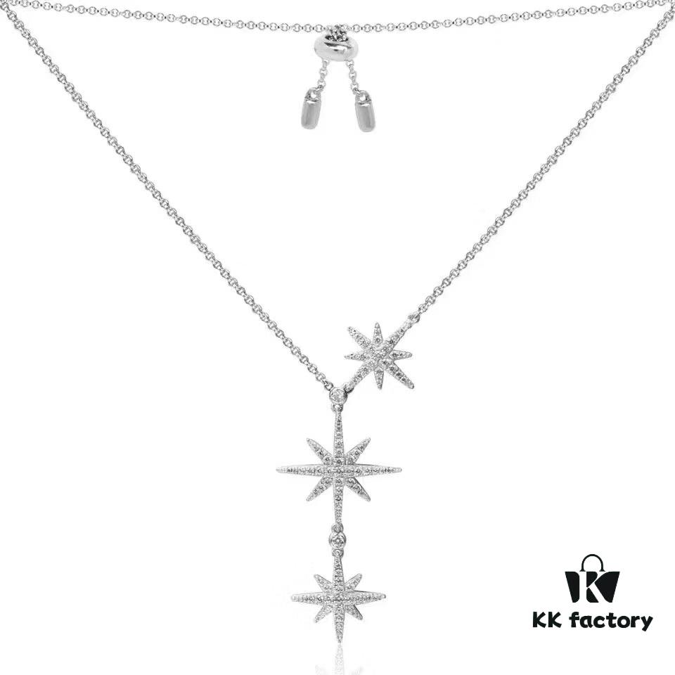 692fe82899f2d84055c8c726 APM Monaco Silver Meteorite Crystal Star 3-Meter Necklace