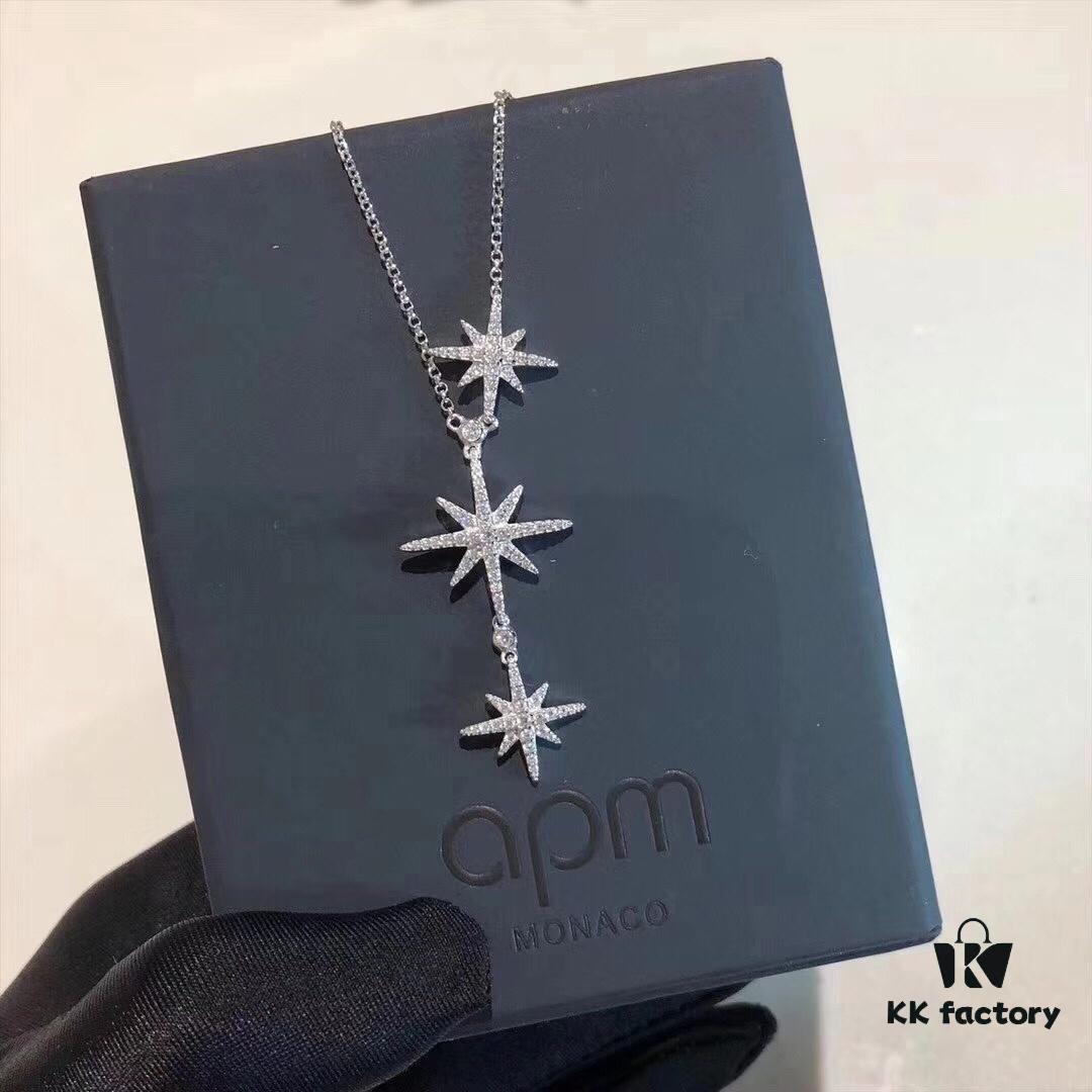 692fe82999f2d84055c8c727 APM Monaco Silver Meteorite Crystal Star 3-Meter Necklace