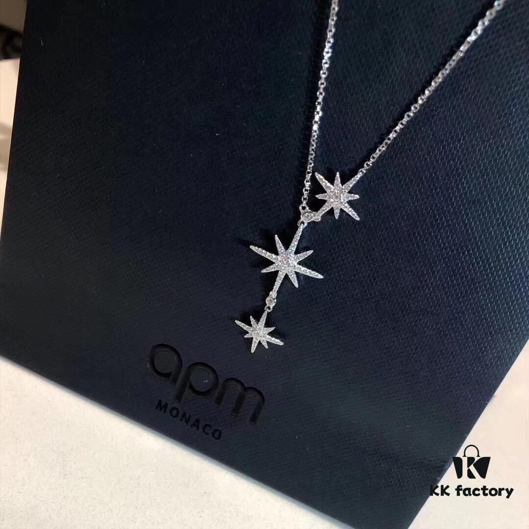 692fe82b99f2d84055c8c72c APM Monaco Silver Meteorite Crystal Star 3-Meter Necklace